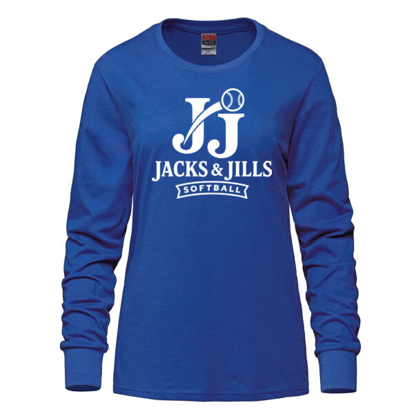 Ladies Long Sleeve Ring Spun Cotton Crewneck T-Shirt Thumbnail